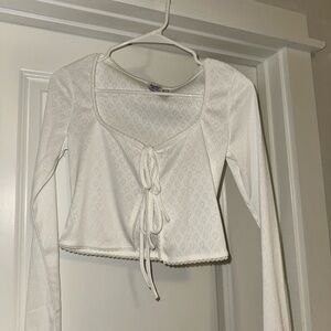Princess Polly White Lace-Up Crop Top